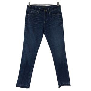 LEVEL 99 - WOMEN'S 25 - BLUE DENIM BUTTON FLY FRAYED HEM JEANS